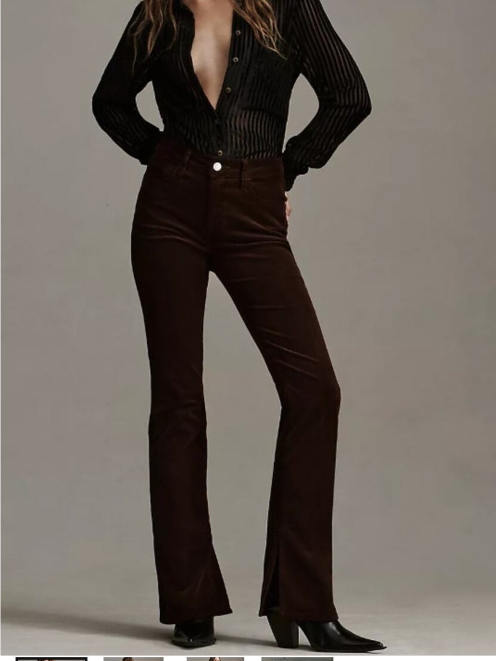 Frame Le mini boot brown corduroy flared pants